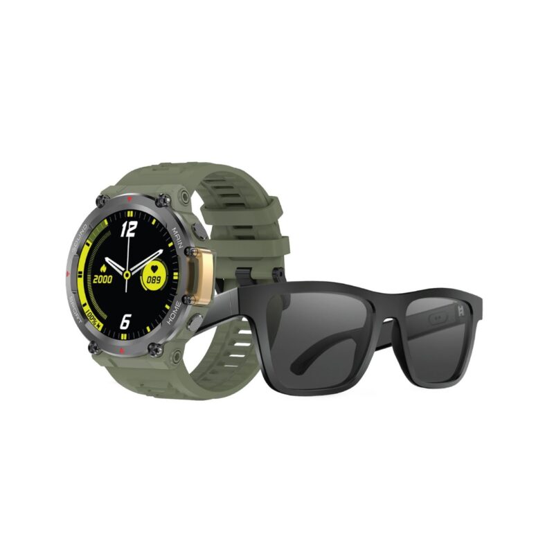 Green Lion 2 In 1 Smart Combo Pack | Audio Glass & Smart Watch - Green