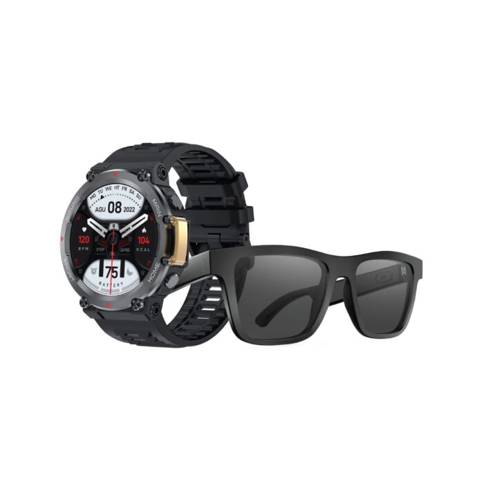 Green Lion 2 In 1 Smart Combo Pack | Audio Glass & Smart Watch -Black