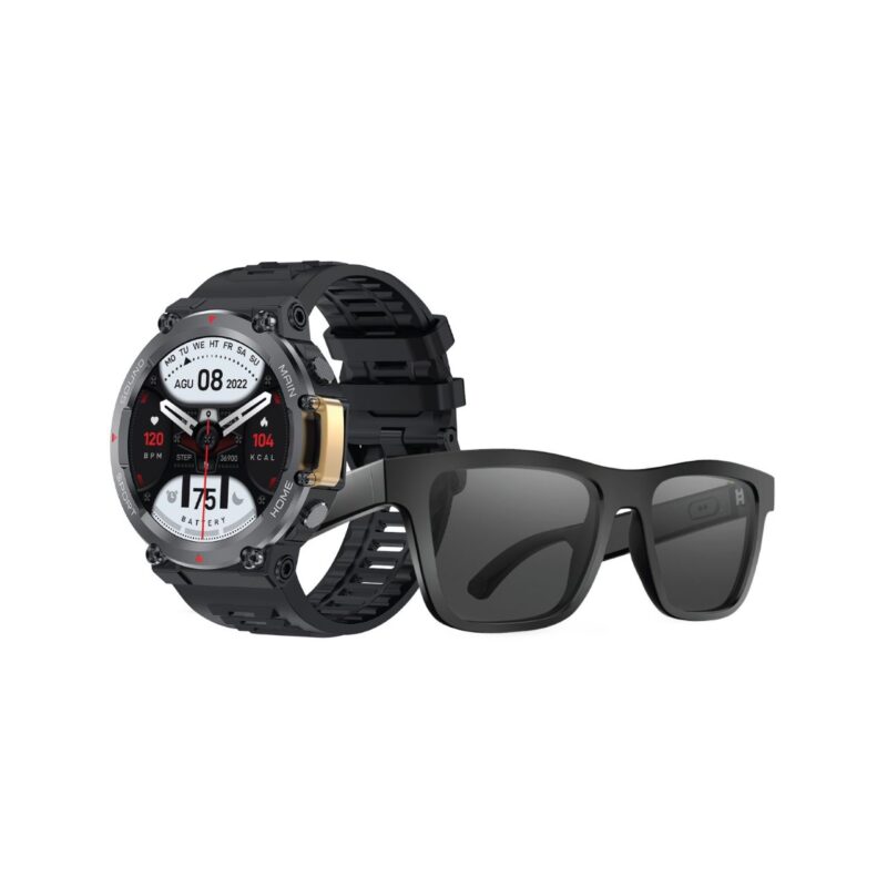 Green Lion 2 In 1 Smart Combo Pack | Audio Glass & Smart Watch -Black
